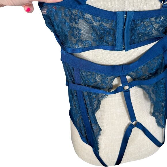 Torrid Poseidon Blue Straps And Rings Plus Size Sexy Lingerie Lace Bodysuit - Picture 9 of 14